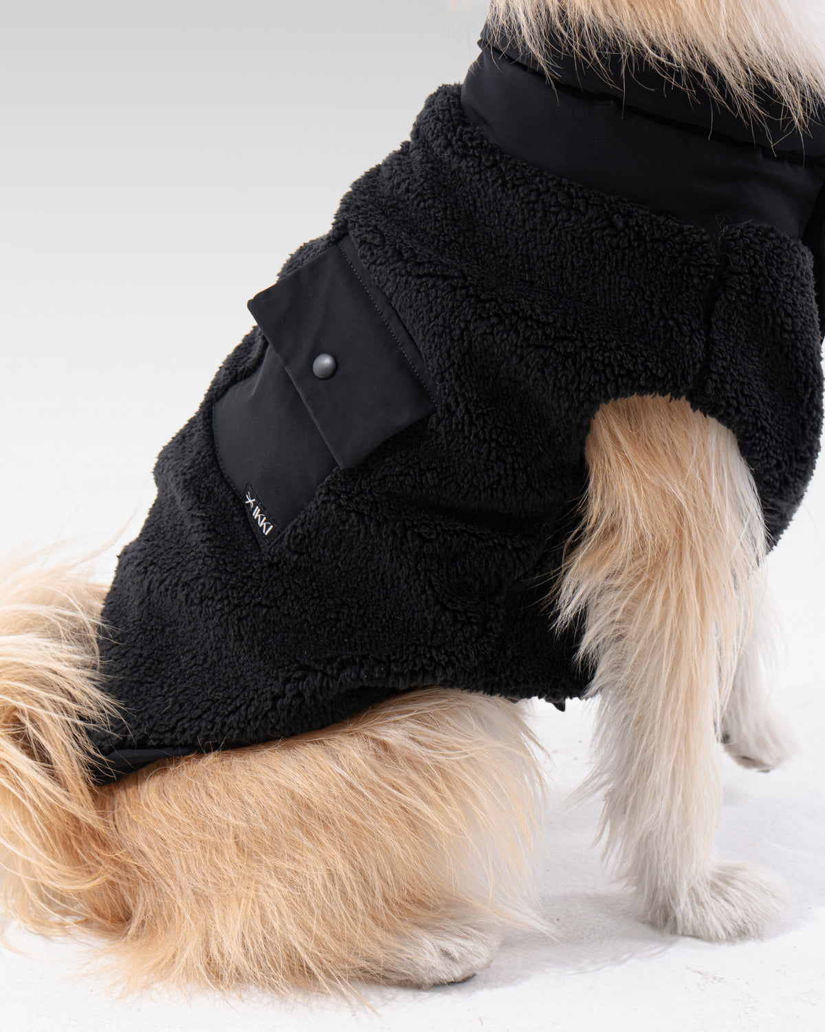 Bianca Vest in All-Black, worn by a dog