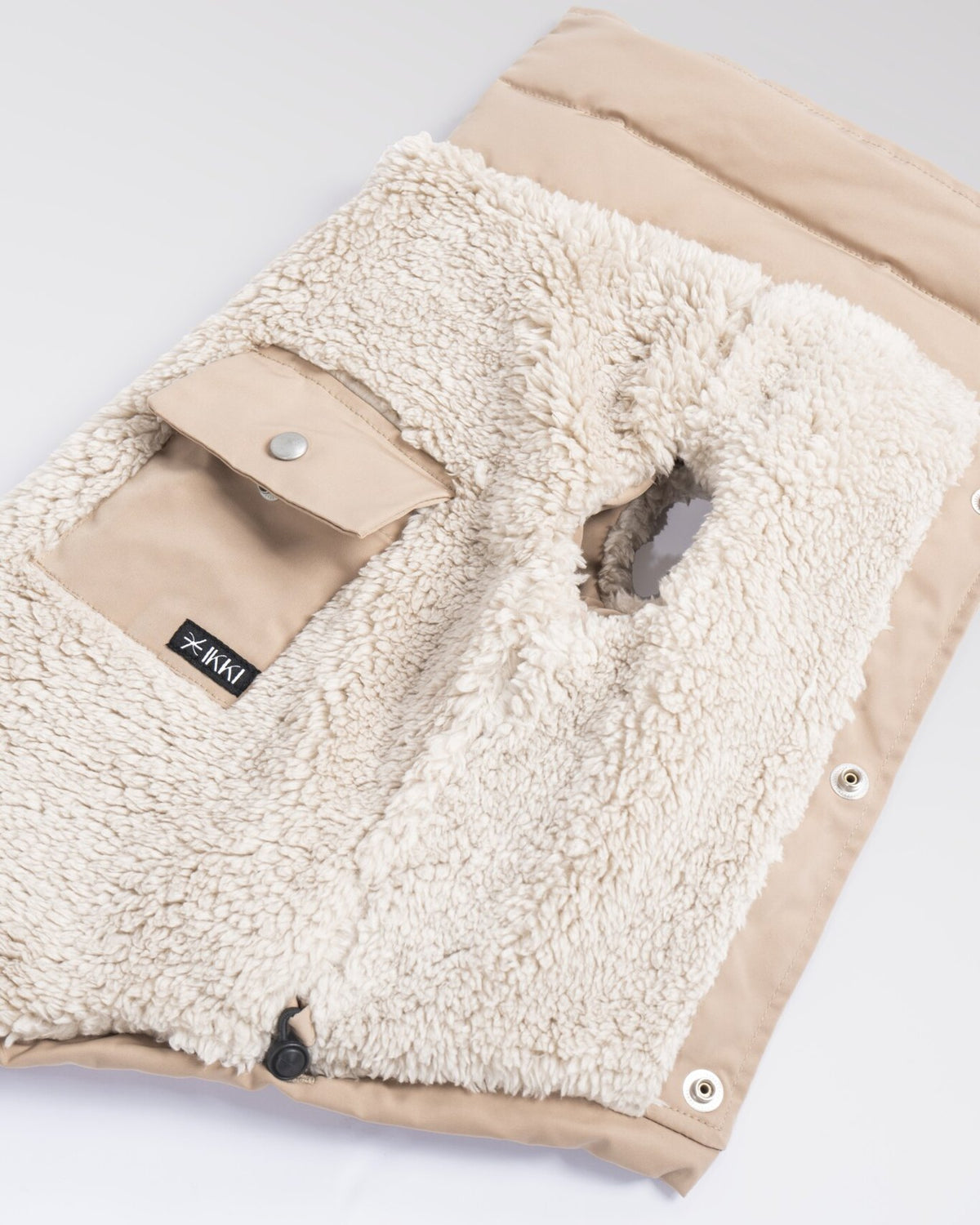 Bianca Vest in Camel, close-up detail