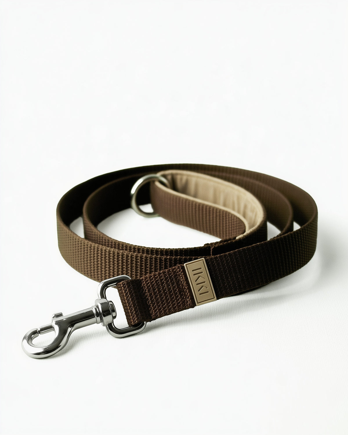 Noah Leash in Coffee, coiled